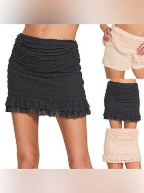 The “ Sweet Escape “ Mini Skort | Black / Sand Beige
